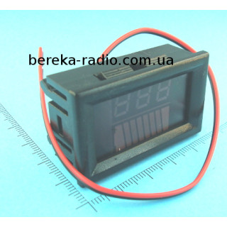 Індикатор заряду акумулятора 12-60V з 8-ми сегм. LED інд. і 3-х розр. вольтметром 12-60V , 0.56`` че