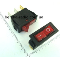 Перемикач клавішний IRS-101-1A (ON-OFF) вузький червоний з підсвіткою, 3 pin, 15A