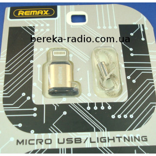 Перехідник OTG шт. Lighting - гн. micro USB, Remax Visual RA-USB2, gold