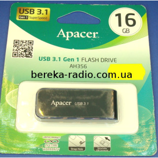 USB Flash 16GB Apacer AH356, USB 3.1, black
