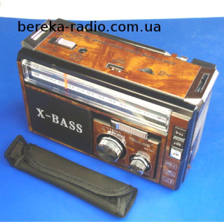 Радіо Golon RX-381 (MP3, 3W, microSD, USB, LED фонарик, 220V, 2xR20), black-brown