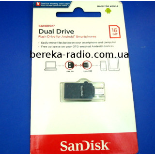 Карта пам`яті SanDisk Ultra micro USB /OTG USB Flash 16GB, USB2.0, black