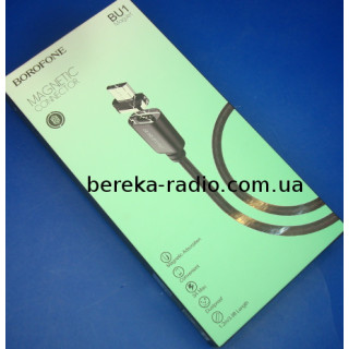 Шнур магнітний Borofone BU1 шт. microUSB - шт. USB 2.0 AF, 1m, black, коробка