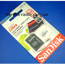 Карта пам`яті SanDisk micro SD XC Ultra UHS-1 CARD 64GB (R80Mb/*533x), блістер