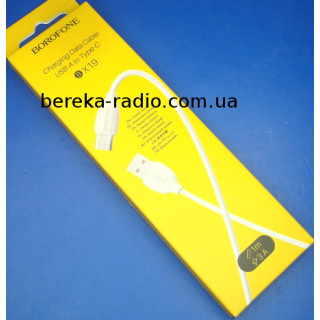 Шнур Borofone BX19 Benefit шт. Type-C - шт. USB 2.0, 1.3A, 1m, white, коробка