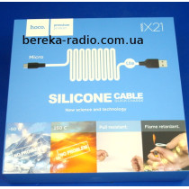 Шнур Hoco X21 Silicone шт. microUSB - шт. USB 2.0 AF, 1m, black-white, коробка