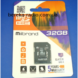 Карта пам`яті micro SD 32GB Mibrand HC UHS-1, блістер