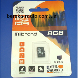 Карта пам`яті micro SD 8GB Mibrand HC (без перехідника SD)