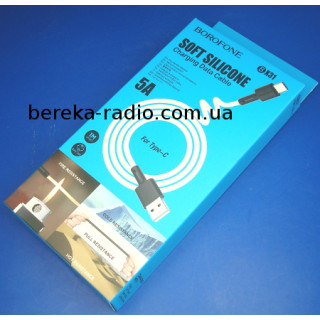 Шнур Borofone BX31 шт. Type-C - шт. USB 2.0 AF, 1m, силіконовий, білий, коробка