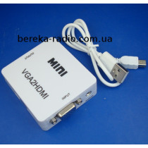 Конвертор VGA в HDMI mini (гн. VGA + гн. 3.5mm (IN) - гн. HDMI (out)), VGA2HDMI