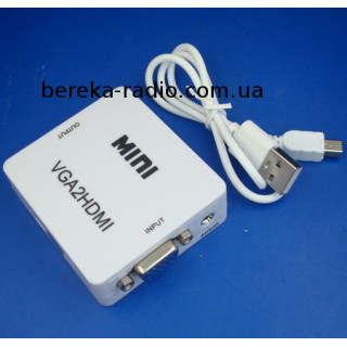 Конвертор VGA в HDMI mini (гн. VGA + гн. 3.5mm (IN) - гн. HDMI (out)), VGA2HDMI