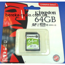 Карта пам`яті micro SD 64GB (R80MB/s) Kingston Canvas Select, class10, блістер