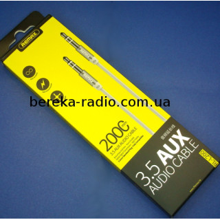Шнур AUX шт. 3.5mm стерео - шт. 3.5mm стерео, Remax RL-L200, 2m, силікон, білий, коробка