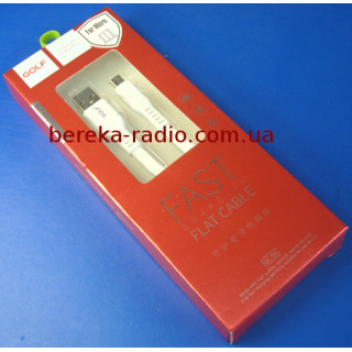 Шнур GOLF шт. microUSB 5P - шт. USB 2.0 AF, 1m, білий, коробка