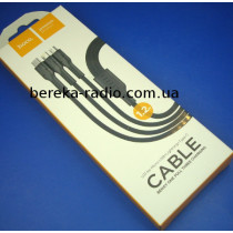 Шнур Hoco U31 Benay 3 in 1 (шт. Lightning, microUSB, Type-C) - шт. USB 2.0 AF, 1m, black, коробка