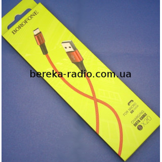 Шнур Borofone BX20 шт. microUSB - шт. USB 2.0 AF, 1m, тканинна ізоляція, червоний, коробка