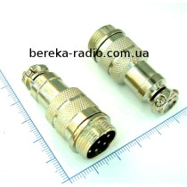 Роз`єм MIC 348, штекер на кабель 8 pin, діаметр 16 mm, металевий корпус