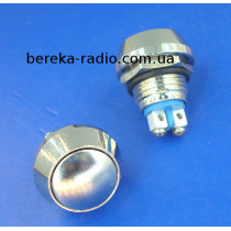 Кнопка антивандальна Daier GQ-12B 12mm без фіксації, 2 pin, 3A/220V, IP65, контакти під гвинт