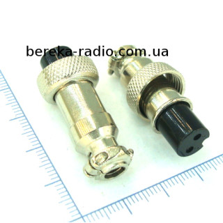 Роз`єм MIC 322 mini, гніздо на кабель 2 pin, діаметр 12 mm, металевий корпус