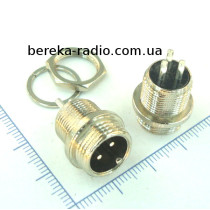 Роз`єм MIC 333 mini, штекер монтажний 3 pin, діаметр 12 mm, металевий корпус