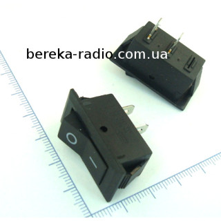 Перемикач клавішний KCD3-001 ON-OFF, 2 pin, 6A/220V, чорний