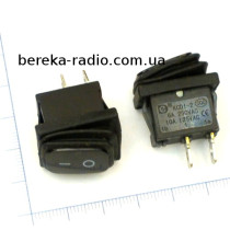 Перемикач клавішний Daier KCD1-2-101WBK ON-OFF, 2pin, вологозахищений, 6A/250VAC, чорний