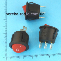 Перемикач клавішний круглий Daier KCD1-5-102RD, ON-ON, 3 pin, 6A/250V, чорний