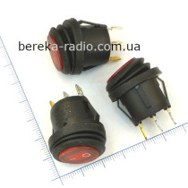 Перемикач клавішний круглий Daier KCD1-5-101NW RD, ON-OFF, 3 pin, 6A/250V, вологозахисний, червоний