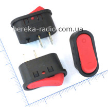 Перемикач клавішний круглий Daier KCD1-9-101 RD ON-OFF, 2 pin, 6A/250V, червоний без підсвітки