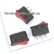 Перемикач клавішний овальний KCD1-10-102 RD, ON-OFF, 3 pin, 6A/250V, червоний без підсвітки