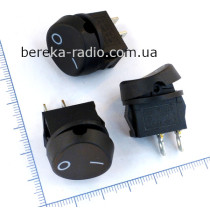 Перемикач клавішний круглий Daier KCD1-11-101 BK ON-OFF, 2 pin, 6A/250V, чорний без підсвітки
