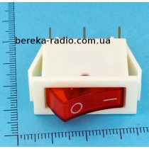 Перемикач клавішний Daier KCD3-101N RD ON-OFF, 3pin, 15A/250VAC, червона клавіша з підсвітко, корпус