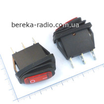 Перемикач клавішний Daier KCD3-102W RD, ON-ON, вологозахисний (IP45), 3 pin, 15A/250V, червоний без