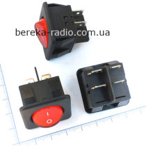 Перемикач клавішний круглий Daier KCD2-10-201N RD, ON-OFF, 4 pin, 15A/250V, червоний з підсвіткою