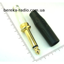 Штекер 6.3mm моно, металевий корпус gold, чорний