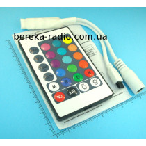 Контролер RGB 24 кнопки (mini), 72W, 5-24V, 6А, інфрачервоний (IR)