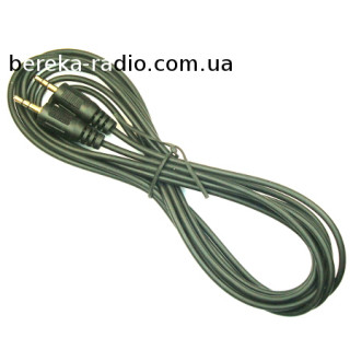 Шнур AUX шт. 3.5mm стерео- шт. 3.5mm стерео, gold, діаметр 3mm, 3m, чорний