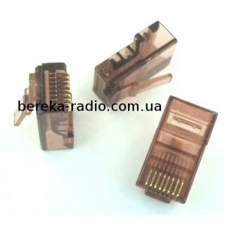 Штекер телефонний 8p8c (RJ-45), прозоро-коричневий