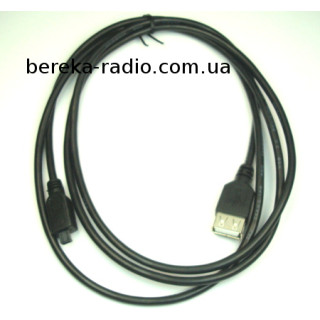Шнур гн.USB A - шт.mini USB 4pin, V2.0, діаметр 3.5mm, 1.5m, чорний