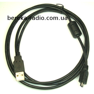 Шнур шт.USB A - шт.mini USB 4pin type A, V2.0 з фільтром, діаметр 3.5mm, 1.5m, чорний