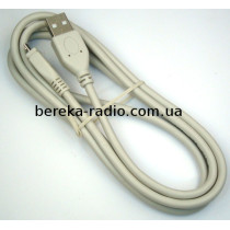 Шнур гн.USB A - шт.micro USB 5pin (mobile), V2.0, діаметр 4.5mm, 1.5m, сірий
