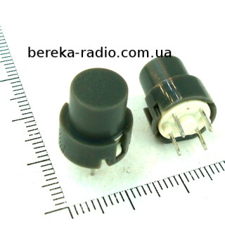 Мікрокнопка KS01-BV 4pin без фіксації, d=12mm, 35VDC, 10mA, сіра, Китай