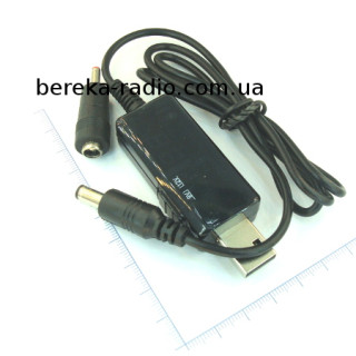 USB Boots Cable DC 5V (USB) to DC 9/12V (5.5/2.5), 1A, з перехідником гн. 5.5 - шт. 3.5, KWS-912V