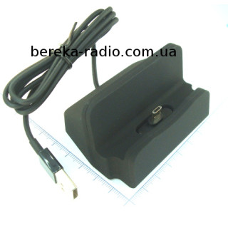 Док станція для зарядки micro USB, з шнуром USB, чорна, 5V/1A