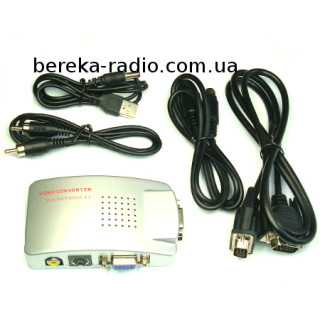 Конвертор VGA в AV (гн. VGA - гн. VGA + гн. RCA + гн. S-VIDEO), DC5V