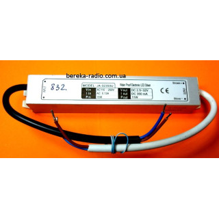 Драйвер LED 11.2W/350mA, Uвих=10-32VDC, Uвх=110-250VAC, JA-32350U, IP66 (в корпусі, 141х26х26mm)