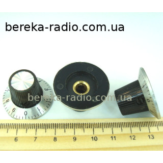 RN-113A ручка, чорний карболіт з алюмінієм, шкалою та фланцем
