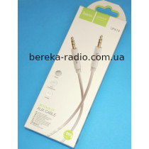 Шнур AUX шт. 3.5mm стерео - шт. 3.5mm стерео, Hoco UPA19, 1m, срібний