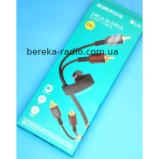 Шнур 2RCA x 2RCA, 1.5m, Borofone BL13, чорний