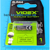 Батарея 4LR44/A544/4G13/PX28A/2CR11108/476A 6V Videx, блістер